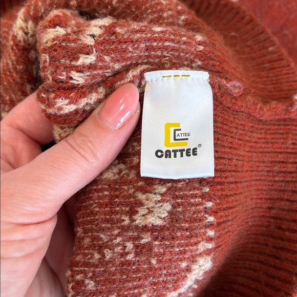 Rusty Red Sweater with Bear Pattern - Picture 3 of 6